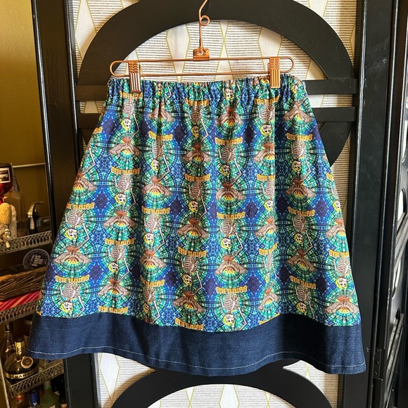 Handmade Grateful Dead Fabric Pull On Elastic Waistband Skirt w/ Pocket. - Picture 6 of 6